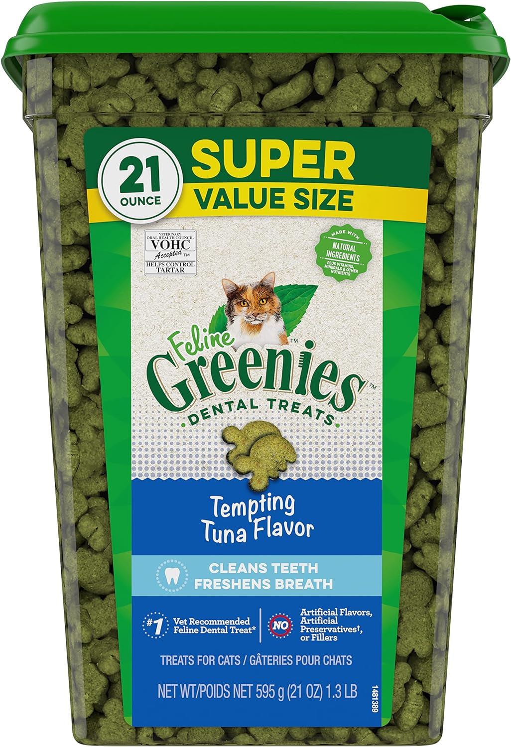 Feline Adult Dental Cat Treats, Tempting Tuna Flavor, 9.75 Oz. Tub