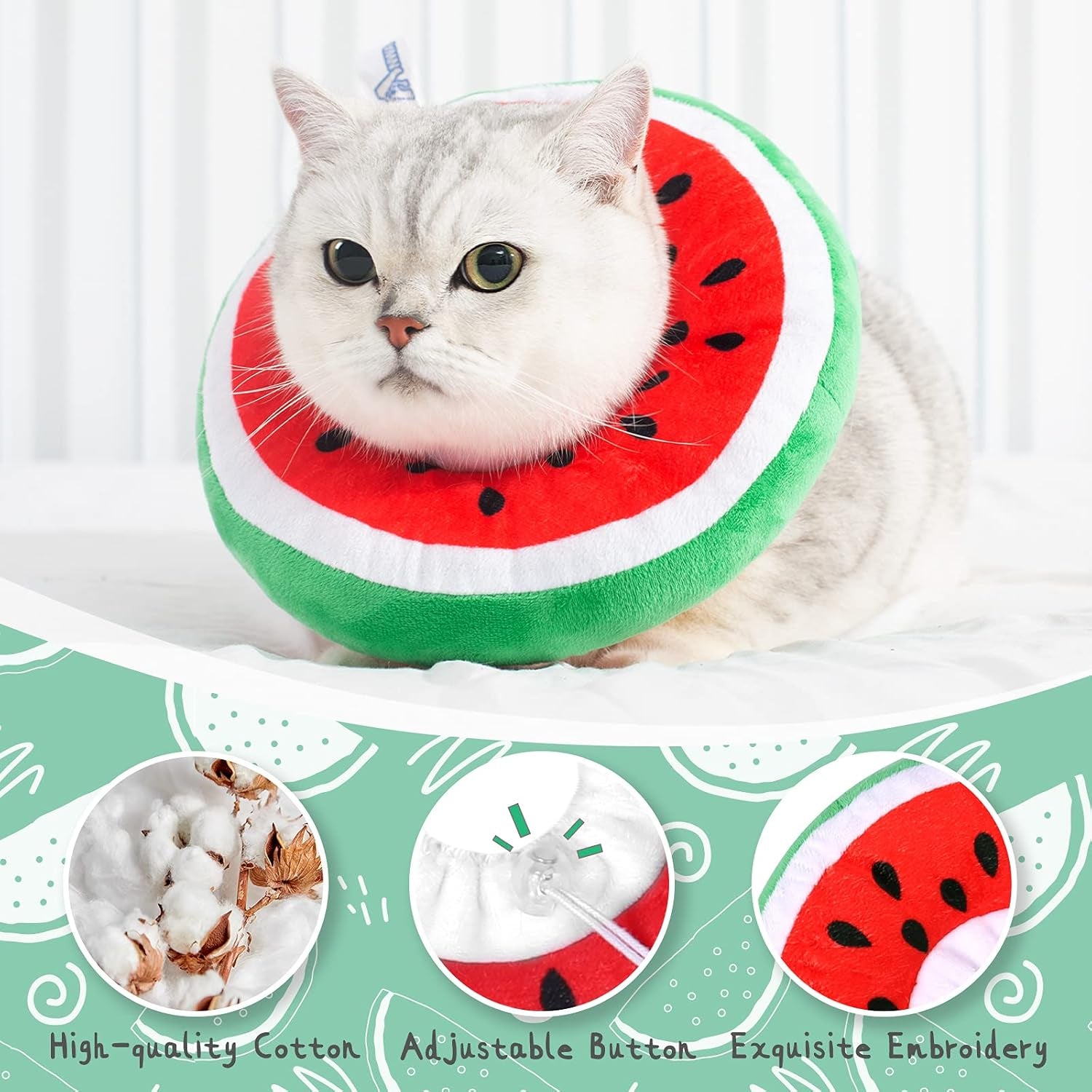 Adjustable Cat Cone Collar Soft, Cute Cat Donut Collar after Surgery, Kitten Recovery Cones to Stop Licking