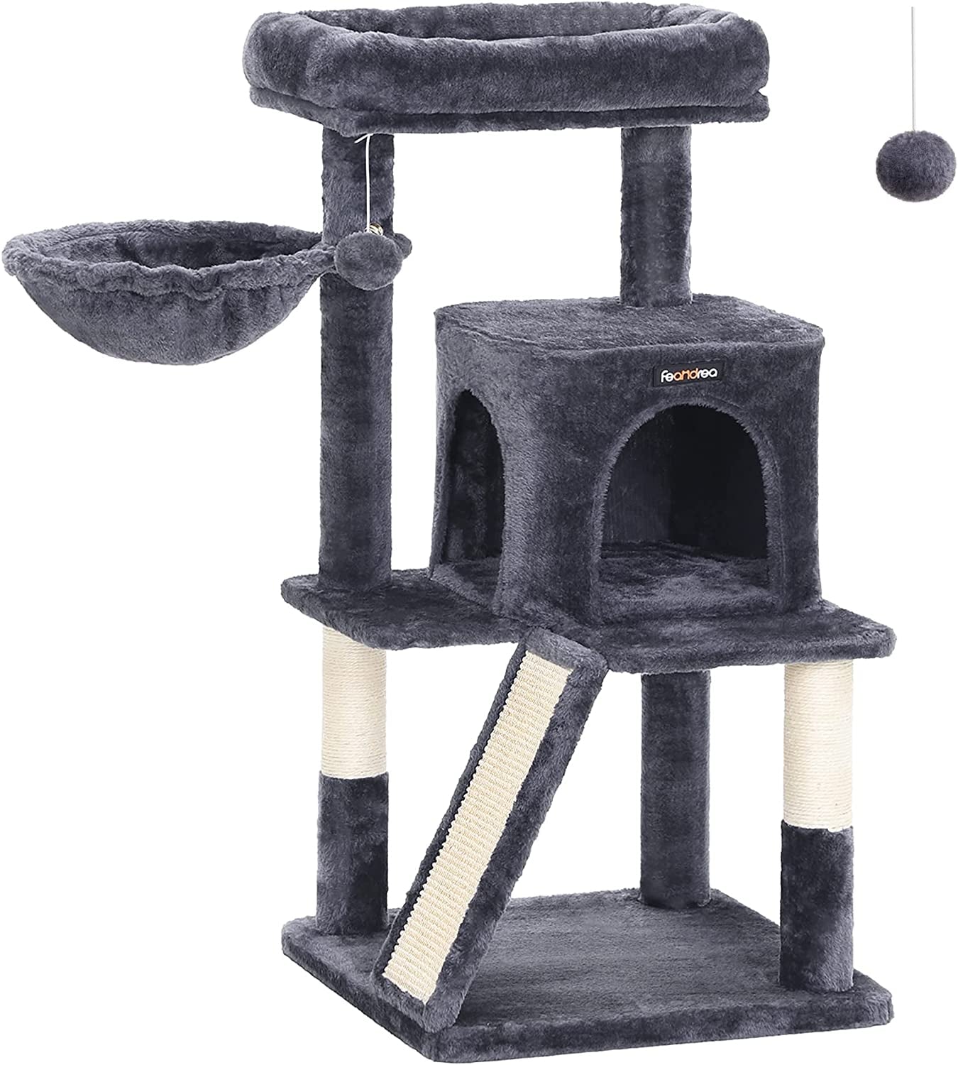 Cat Tree, Small Cat Tower, Cat Condo, Kitten Activity Center with Scratching Post, Basket, Cave, Light Gray UPCT59W