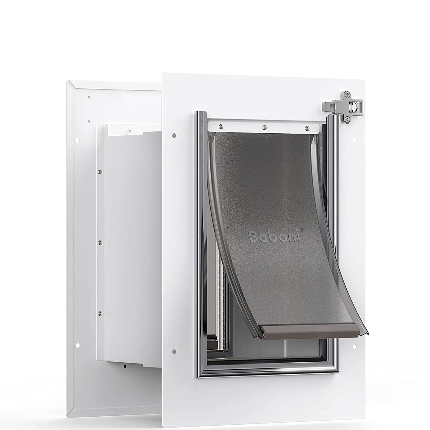 Pet Door for Wall, Steel Frame and Telescoping Tunnel, Aluminum Lock, Double Flap Dog Door and Cat Door, Strong and Durable (Pets up to 100 Lb) -Large