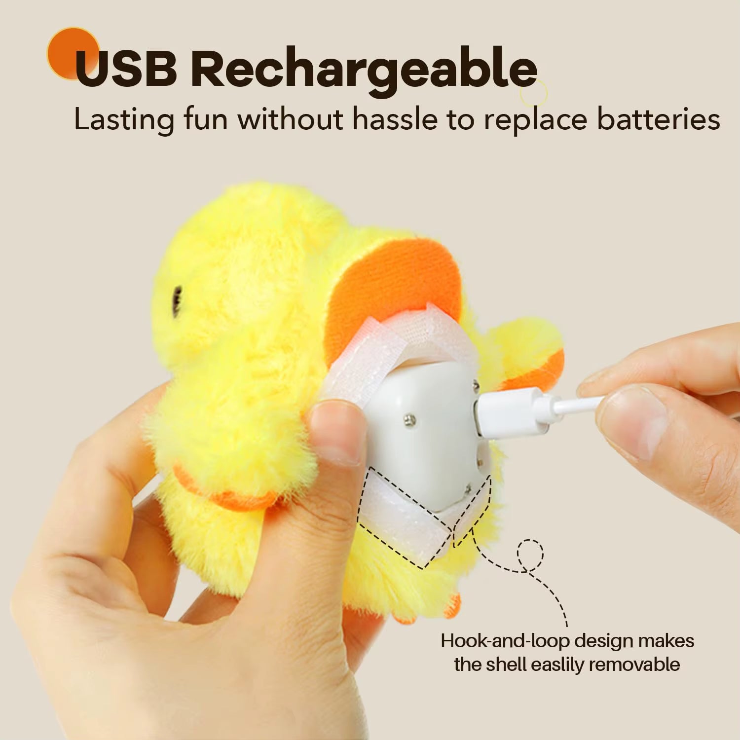 Rechargeable Interactive Plush Duck Toy for Cats with Catnip and Touch Activation