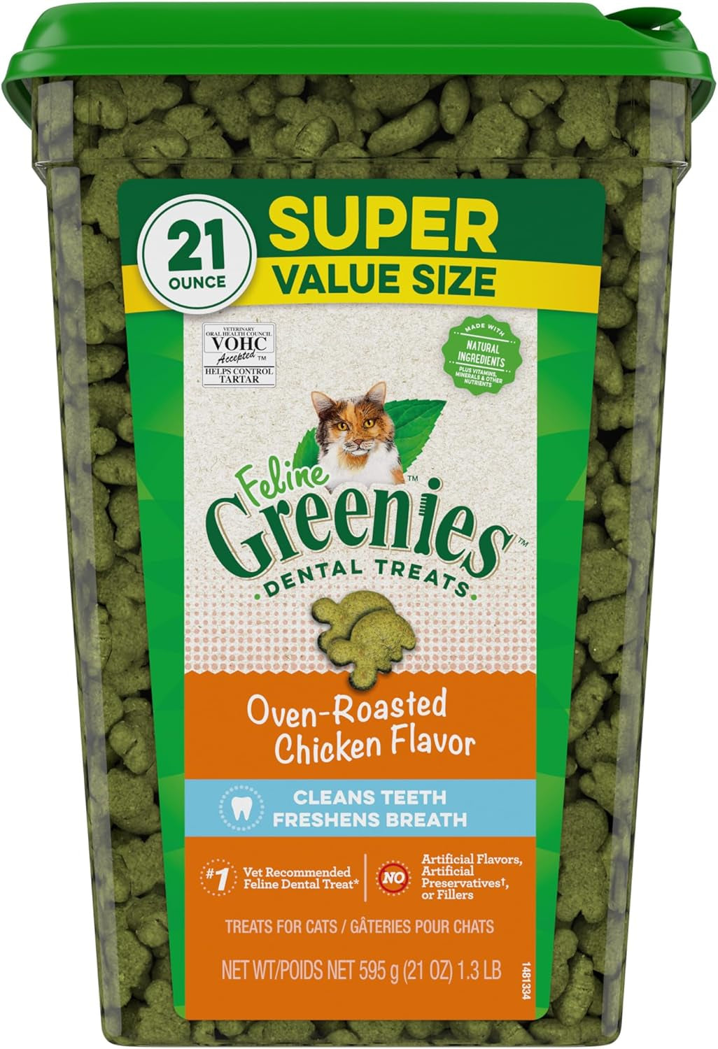 Feline Adult Dental Cat Treats, Tempting Tuna Flavor, 9.75 Oz. Tub