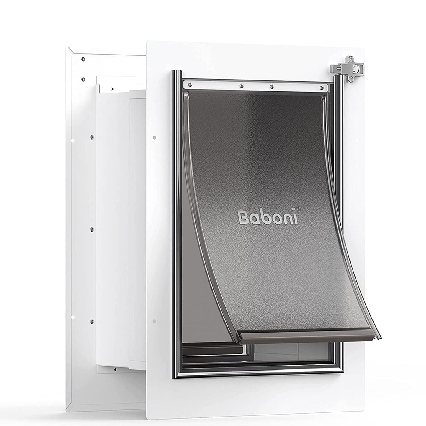 Pet Door for Wall, Steel Frame and Telescoping Tunnel, Aluminum Lock, Double Flap Dog Door and Cat Door, Strong and Durable (Pets up to 100 Lb) -Large