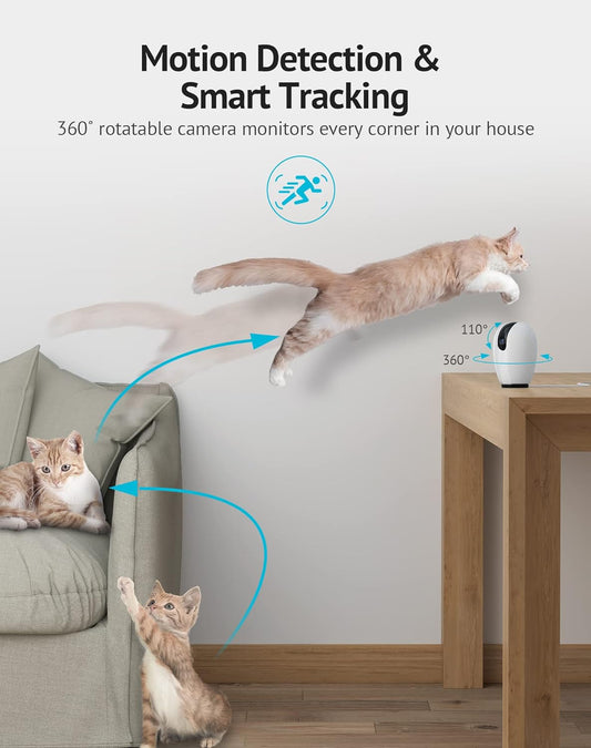 Indoor Security Camera, Baby Monitor with Sound/Motion Detection and Night Vision,Wifi Camera Home Pet Dog Surveillance Camera with App,Two-Way Audio,360-Degree IP Camera Work with Alexa