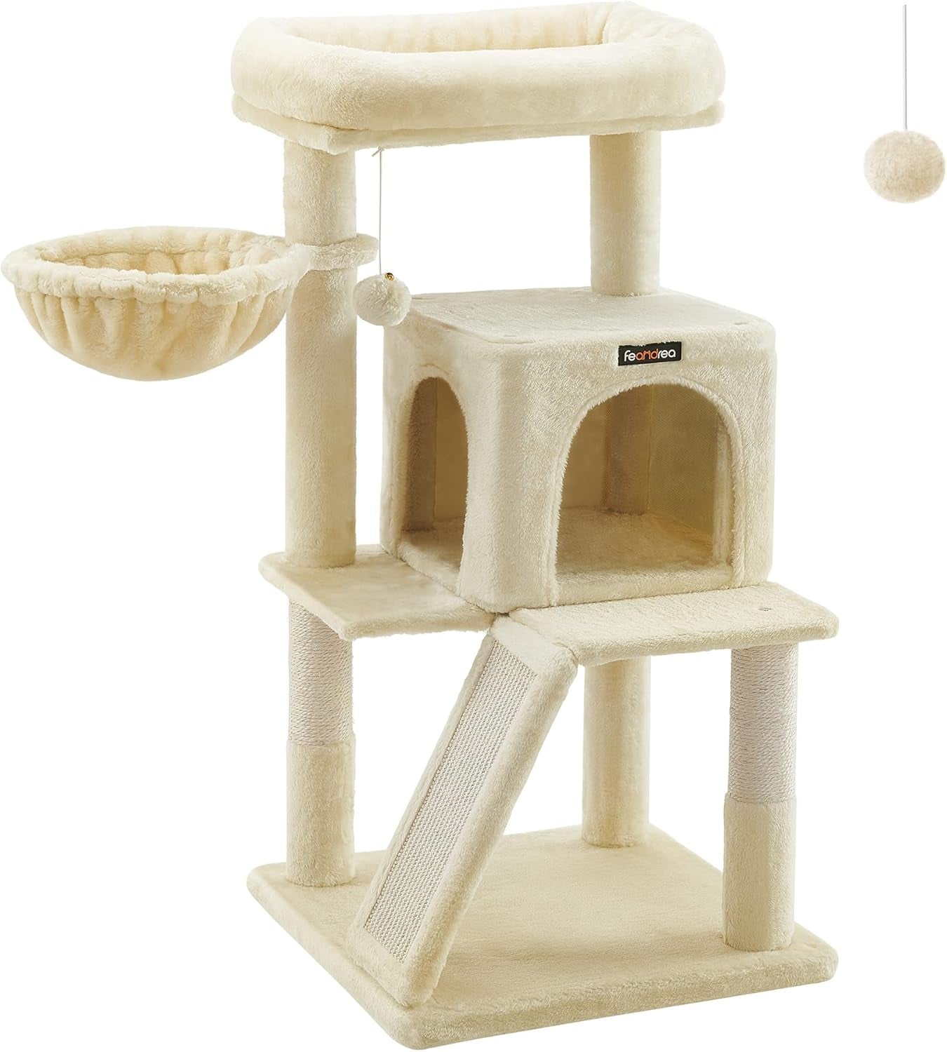 Cat Tree, Small Cat Tower, Cat Condo, Kitten Activity Center with Scratching Post, Basket, Cave, Light Gray UPCT59W