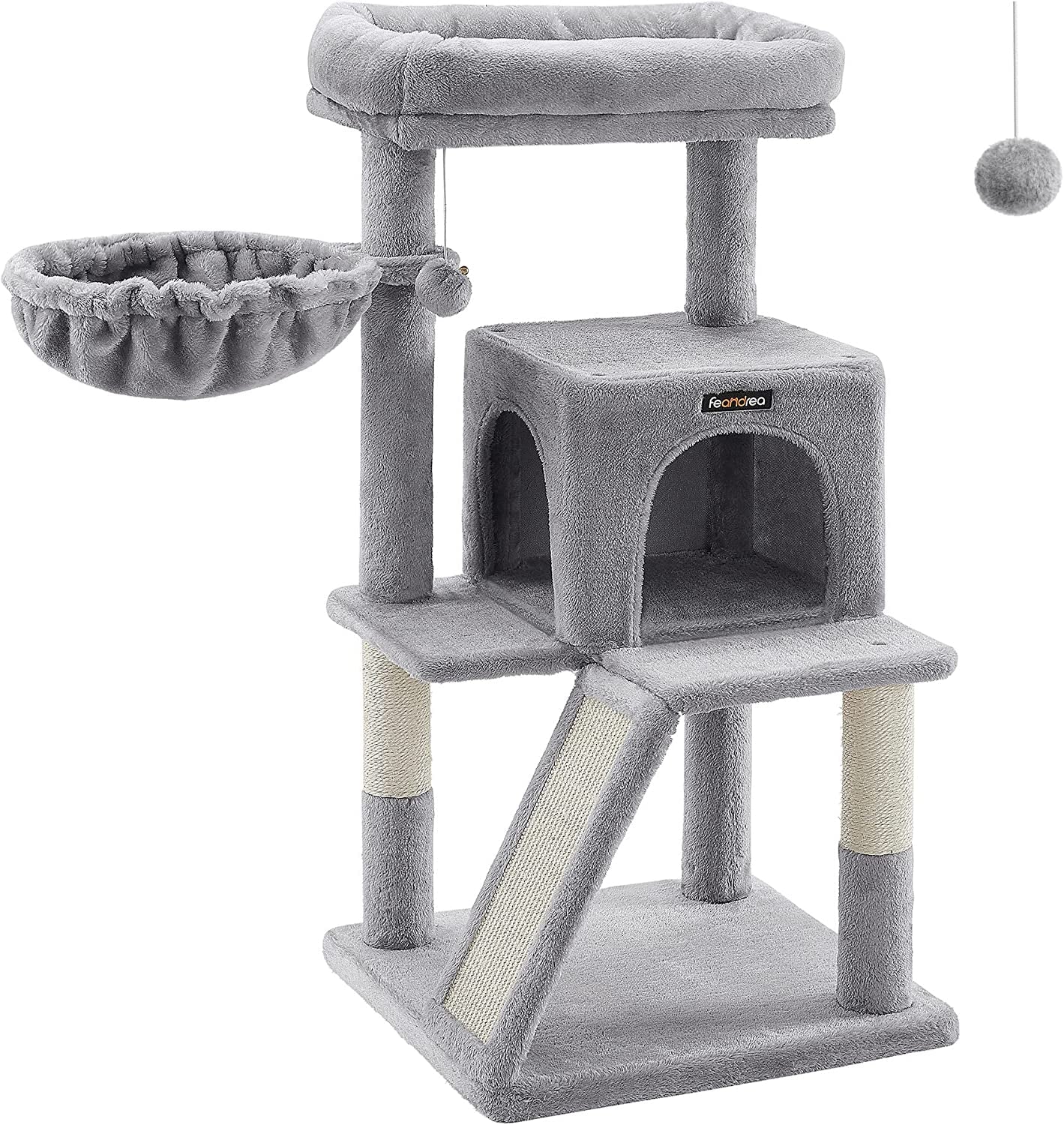 Cat Tree, Small Cat Tower, Cat Condo, Kitten Activity Center with Scratching Post, Basket, Cave, Light Gray UPCT59W
