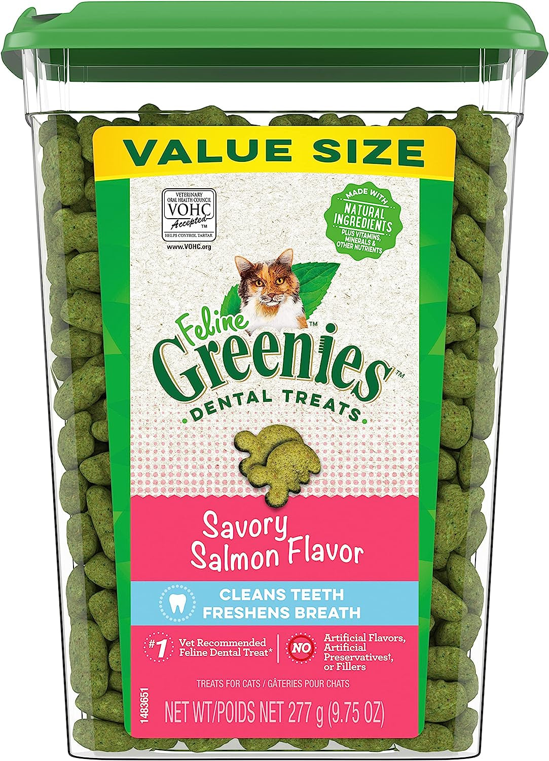 Feline Adult Dental Cat Treats, Tempting Tuna Flavor, 9.75 Oz. Tub