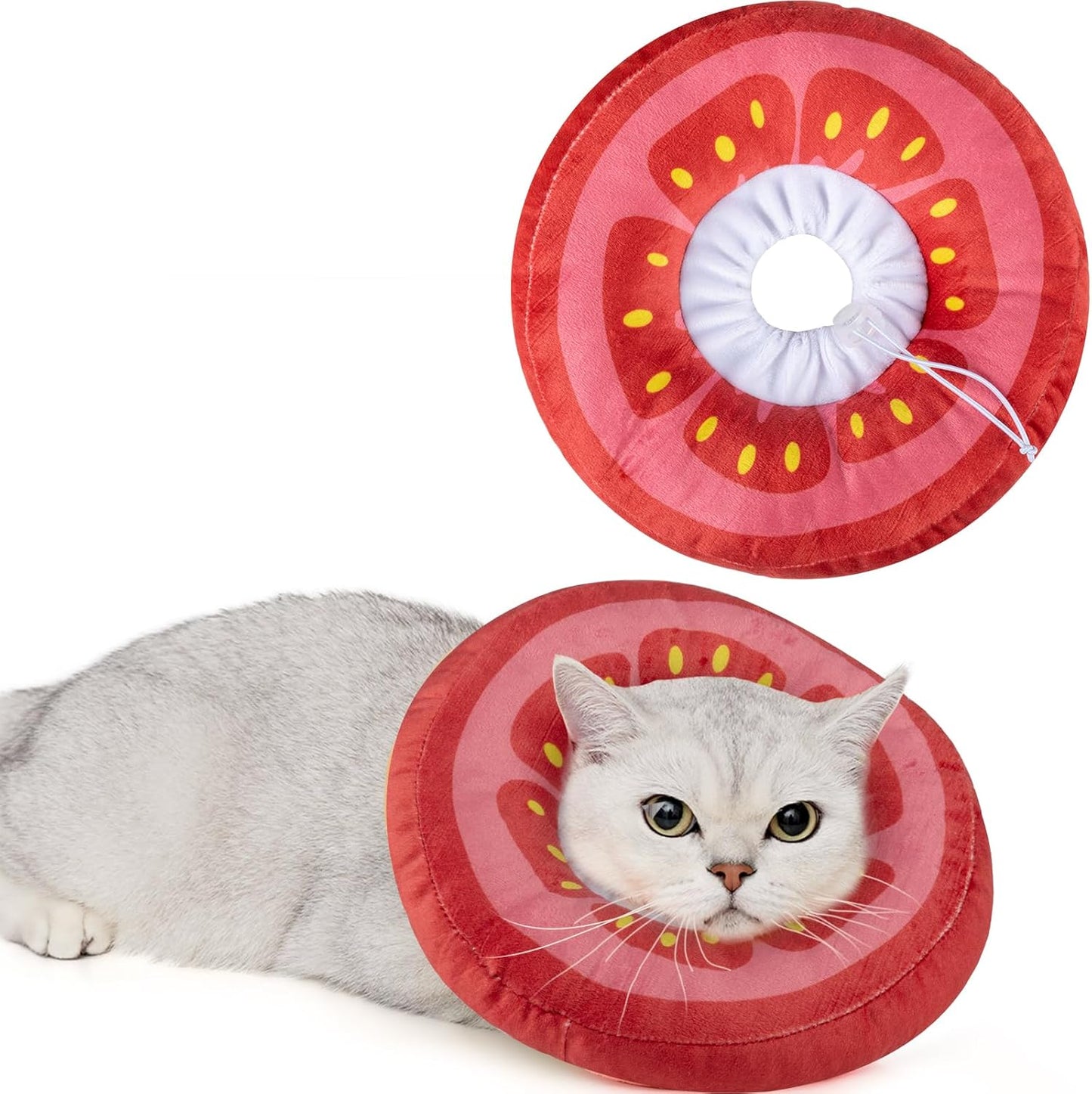 Adjustable Cat Cone Collar Soft, Cute Cat Donut Collar after Surgery, Kitten Recovery Cones to Stop Licking