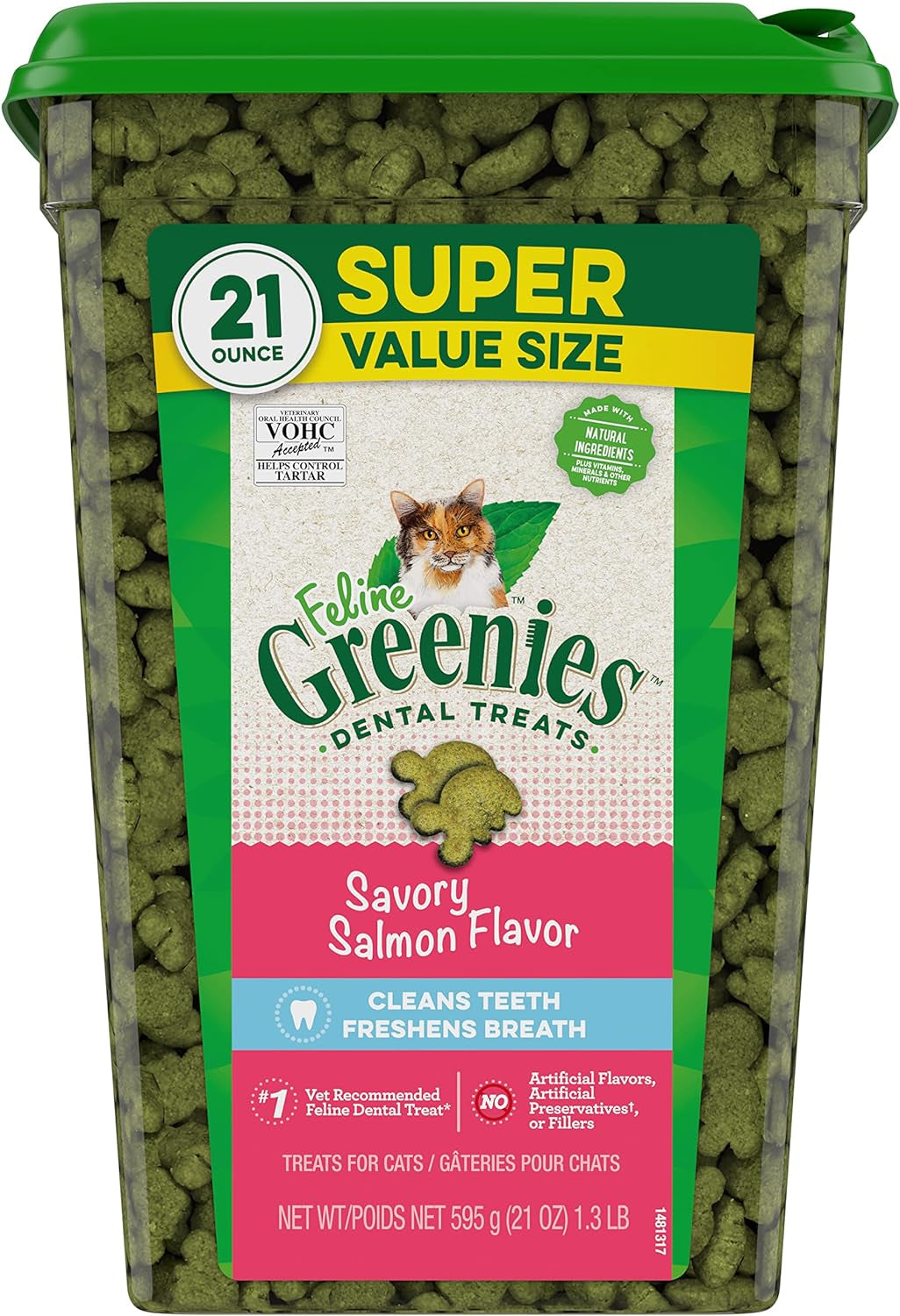 Feline Adult Dental Cat Treats, Tempting Tuna Flavor, 9.75 Oz. Tub