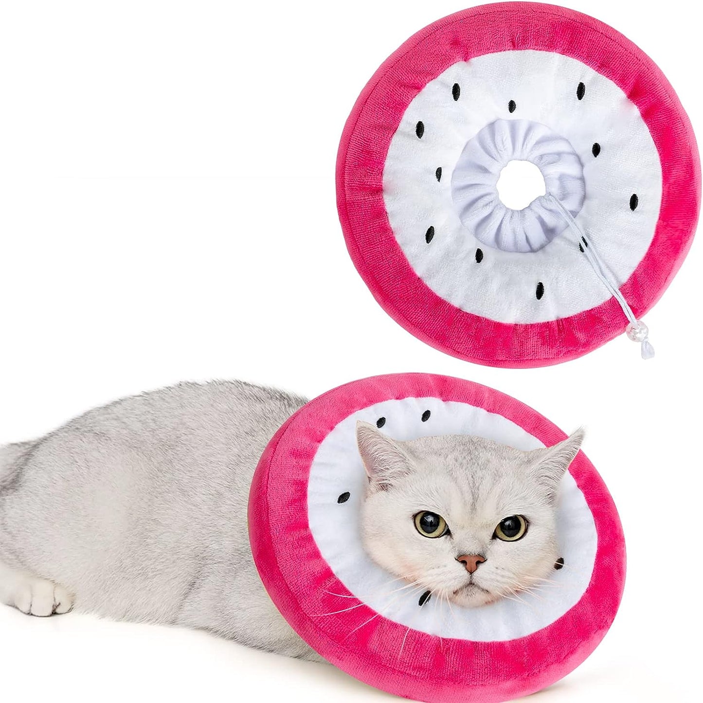 Adjustable Cat Cone Collar Soft, Cute Cat Donut Collar after Surgery, Kitten Recovery Cones to Stop Licking