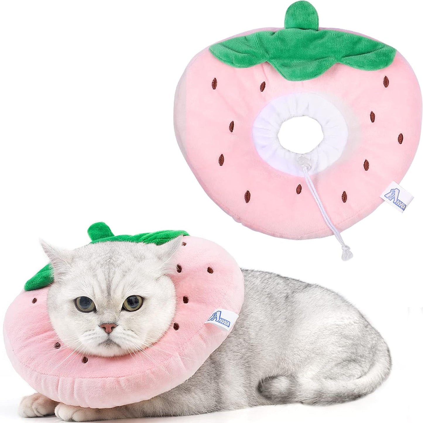 Adjustable Cat Cone Collar Soft, Cute Cat Donut Collar after Surgery, Kitten Recovery Cones to Stop Licking