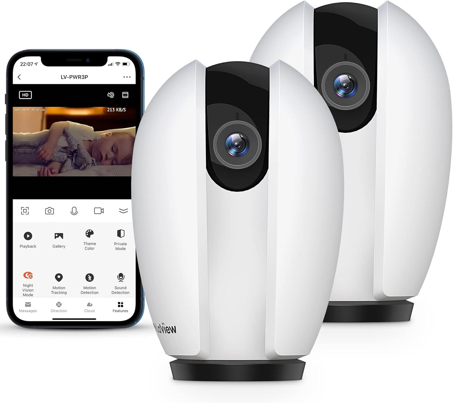 Indoor Security Camera, Baby Monitor with Sound/Motion Detection and Night Vision,Wifi Camera Home Pet Dog Surveillance Camera with App,Two-Way Audio,360-Degree IP Camera Work with Alexa