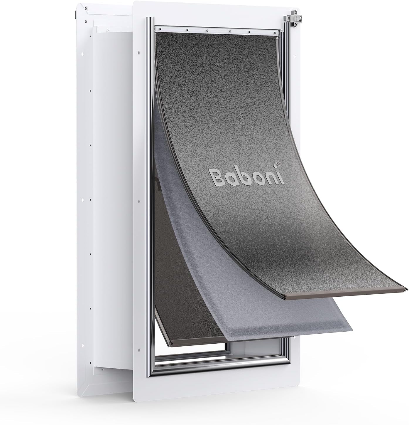 Pet Door for Wall, Steel Frame and Telescoping Tunnel, Aluminum Lock, Double Flap Dog Door and Cat Door, Strong and Durable (Pets up to 100 Lb) -Large