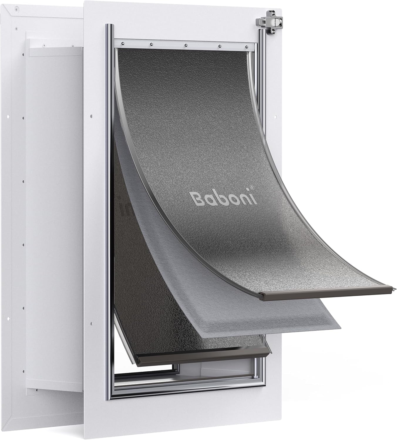 Pet Door for Wall, Steel Frame and Telescoping Tunnel, Aluminum Lock, Double Flap Dog Door and Cat Door, Strong and Durable (Pets up to 100 Lb) -Large
