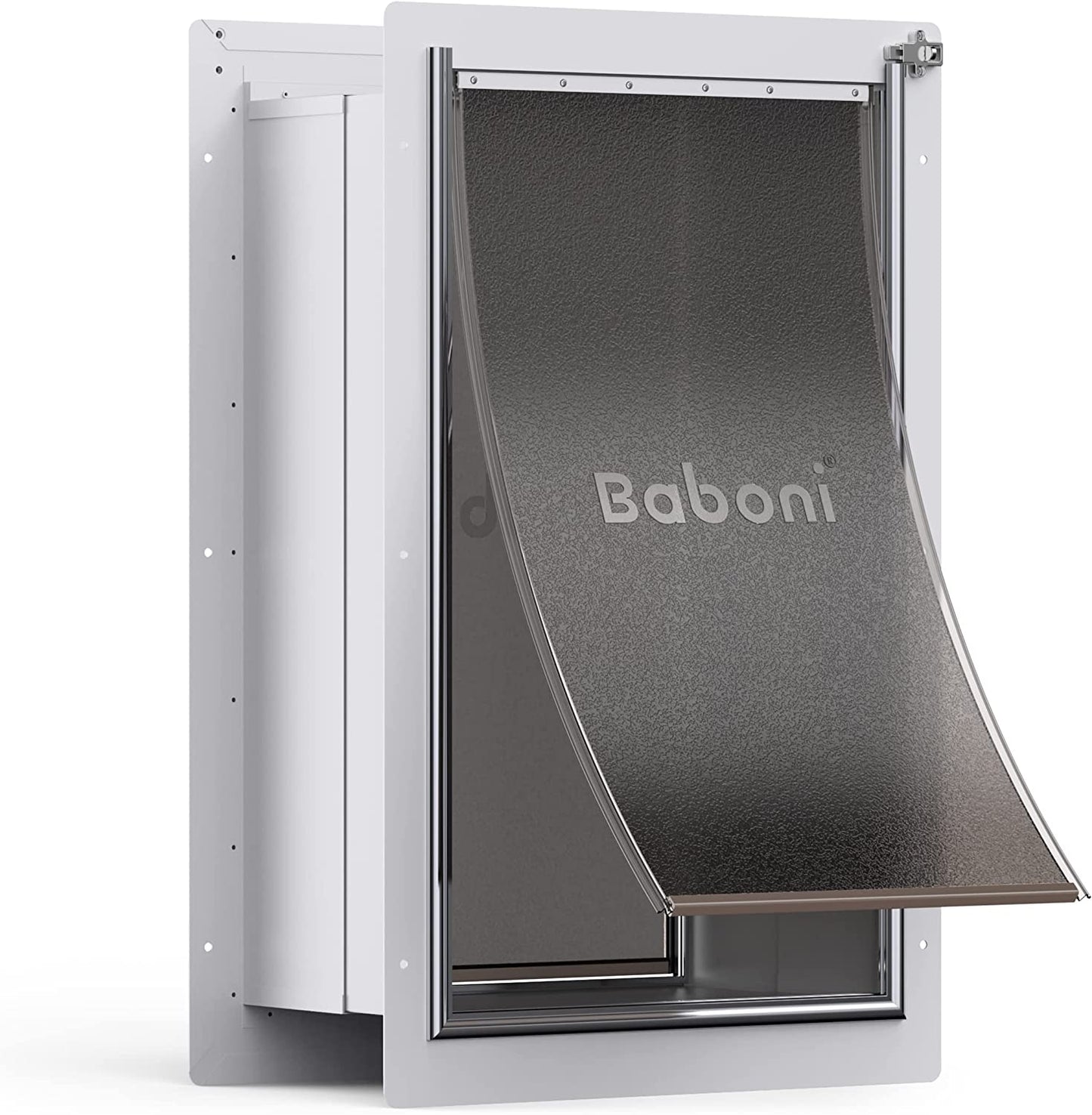 Pet Door for Wall, Steel Frame and Telescoping Tunnel, Aluminum Lock, Double Flap Dog Door and Cat Door, Strong and Durable (Pets up to 100 Lb) -Large