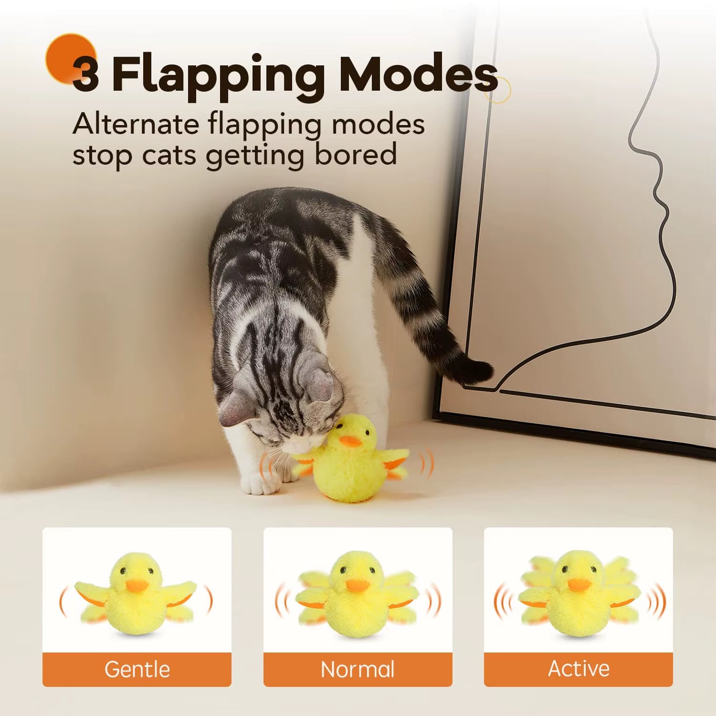 Rechargeable Interactive Plush Duck Toy for Cats with Catnip and Touch Activation