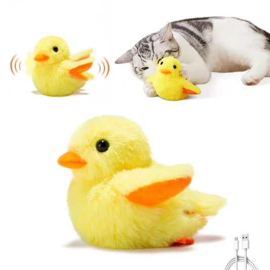 Rechargeable Interactive Plush Duck Toy for Cats with Catnip and Touch Activation